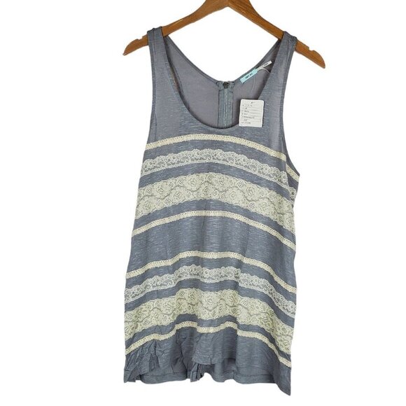 NEW Urban Outfitters Kimchi Blue Womens Lace Zipper Back Long Tank Top L Gray - Picture 1 of 11